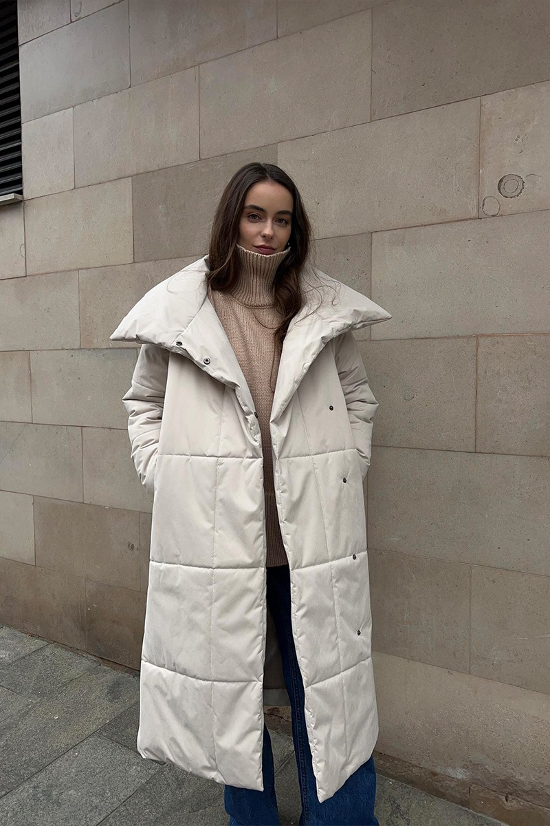 Cotton Padded Stand Collar Long Warm Loose Overcoat