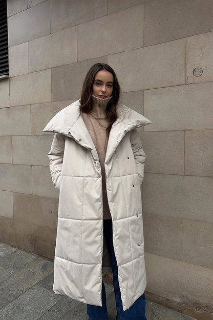 Cotton Padded Stand Collar Long Warm Loose Overcoat