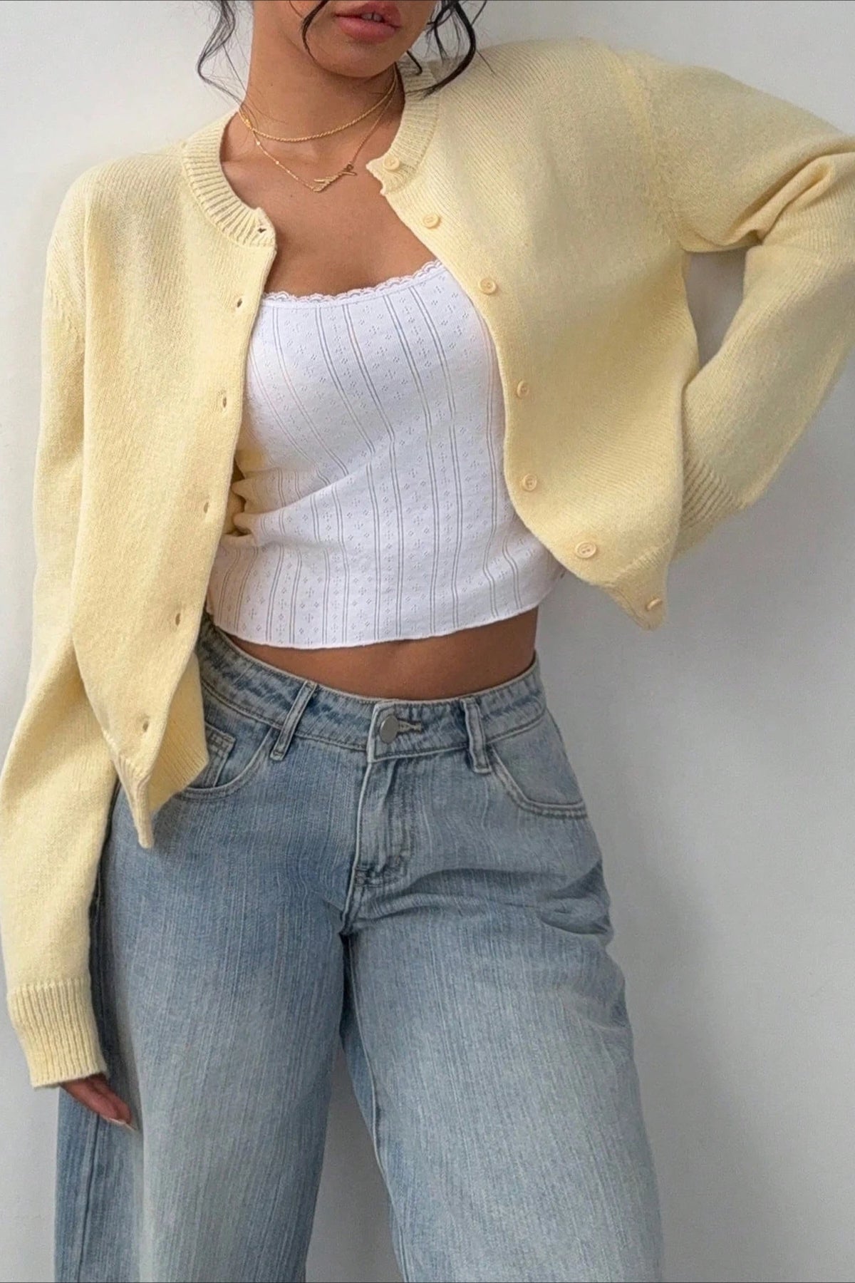 Plain Knit Long Sleeve Cardigan