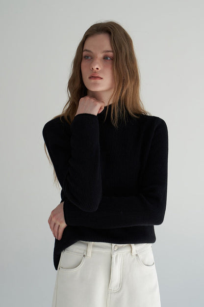 Mock Neck Fleece Lined Knit Top