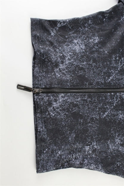 Sexy Zip Front Crop Top Flared Pants Set