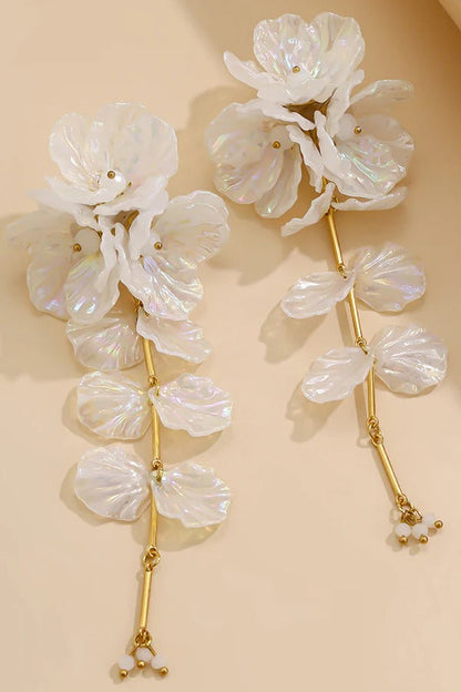 Fashionable Tassel Floral Mermaid Pearlescent Earrings