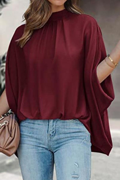 Dolman Sleeve Stand Collar Loose Casual Shirt