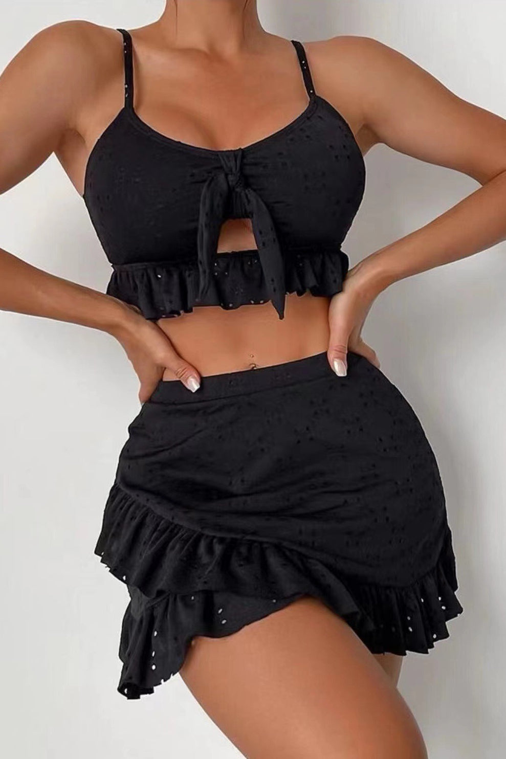 Tie String Bikini Bodycon Skirt Three Piece Skirt Set