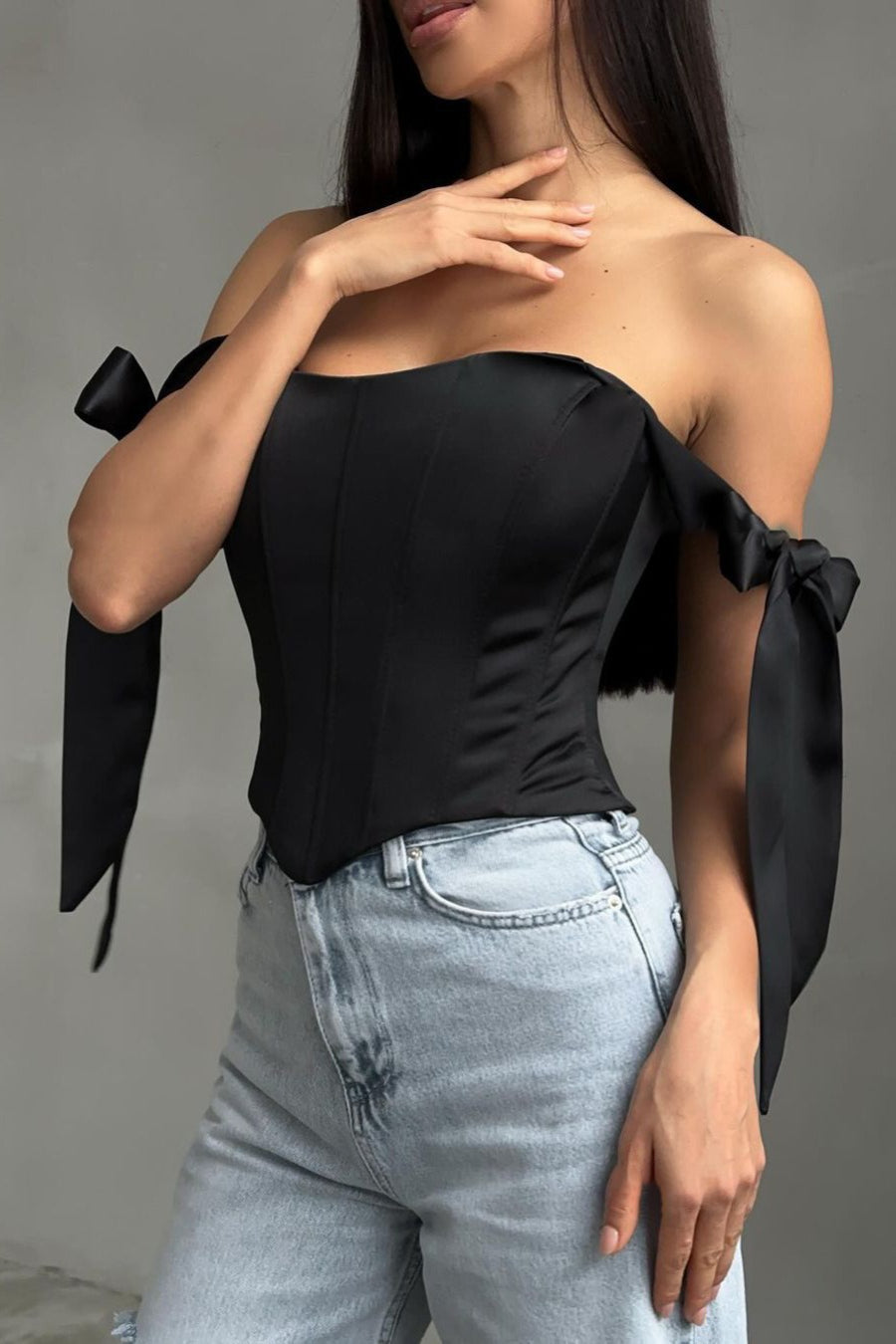Sexy Corset Tie Asymmetric Hem Tube Top