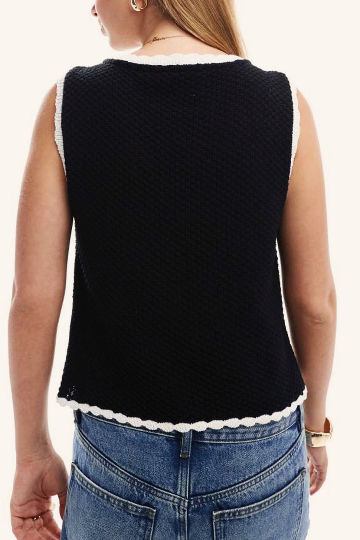 Knit Tie Front Open Casual Tank Top