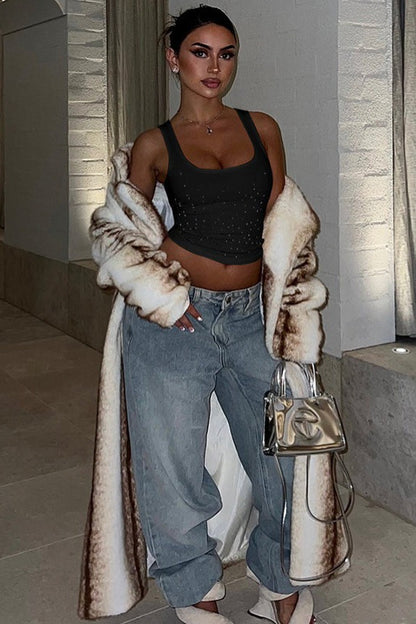 Sexy Rhinestone Spaghetti Strap Tank Top