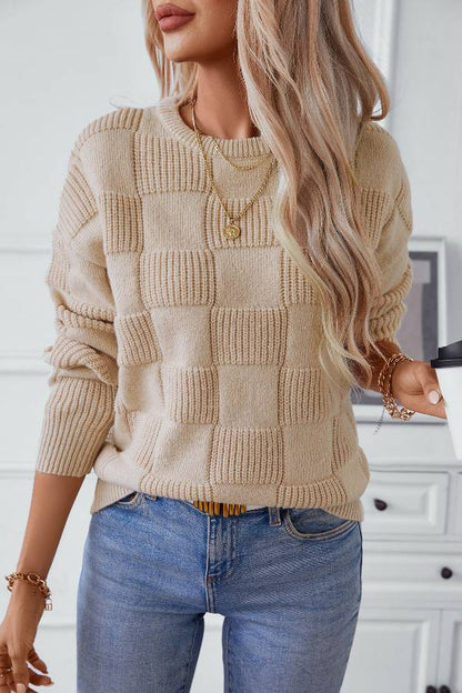 Loose crew neck sweater top