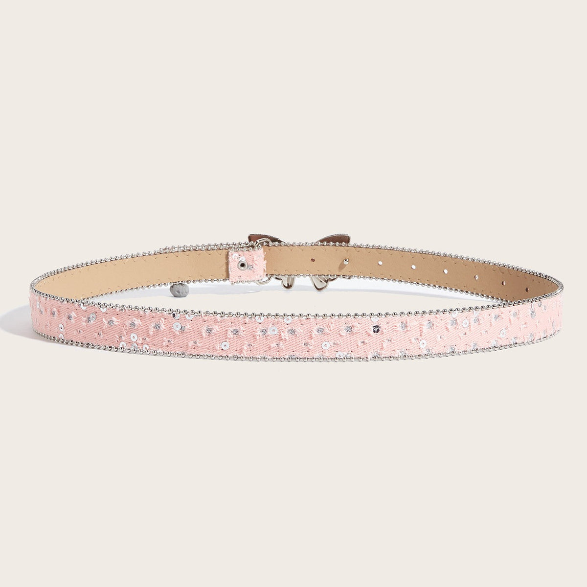 Denim Butterfly Buckle Beaded Statement Belt