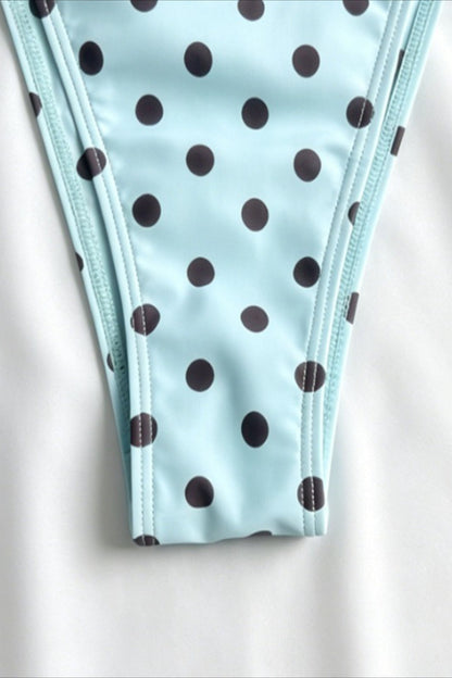 Retro Polka Dot Halter Triangle Bikini Set