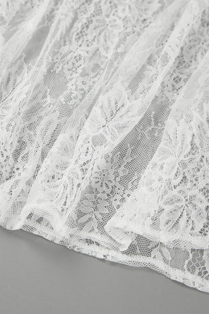Sexy Sheer Brocade Lace White Jacquard Maxi Skirt