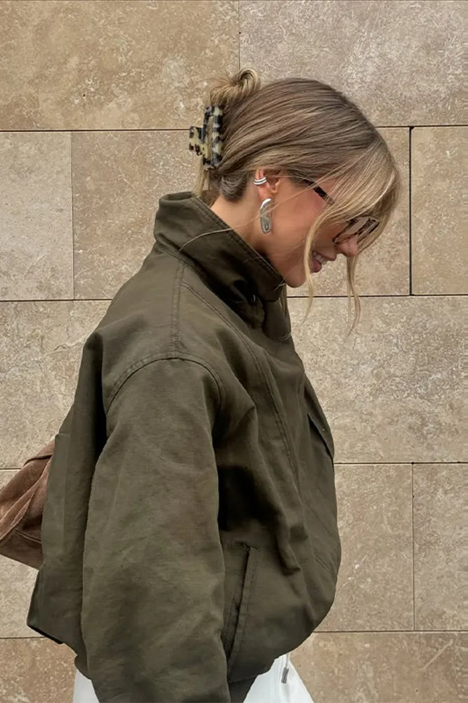 Buckle Belted Bomber Jacket