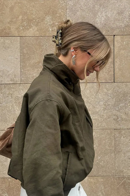 Buckle Belted Bomber Jacket