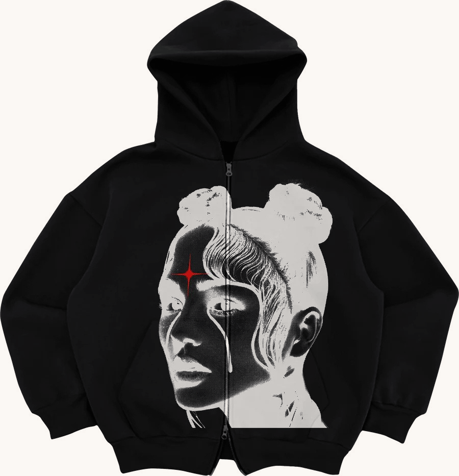 Y2K Street Zip Loose Pocket Sporty Hoodie