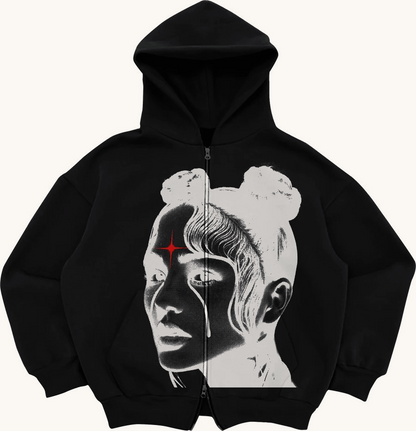 Y2K Street Zip Loose Pocket Sporty Hoodie