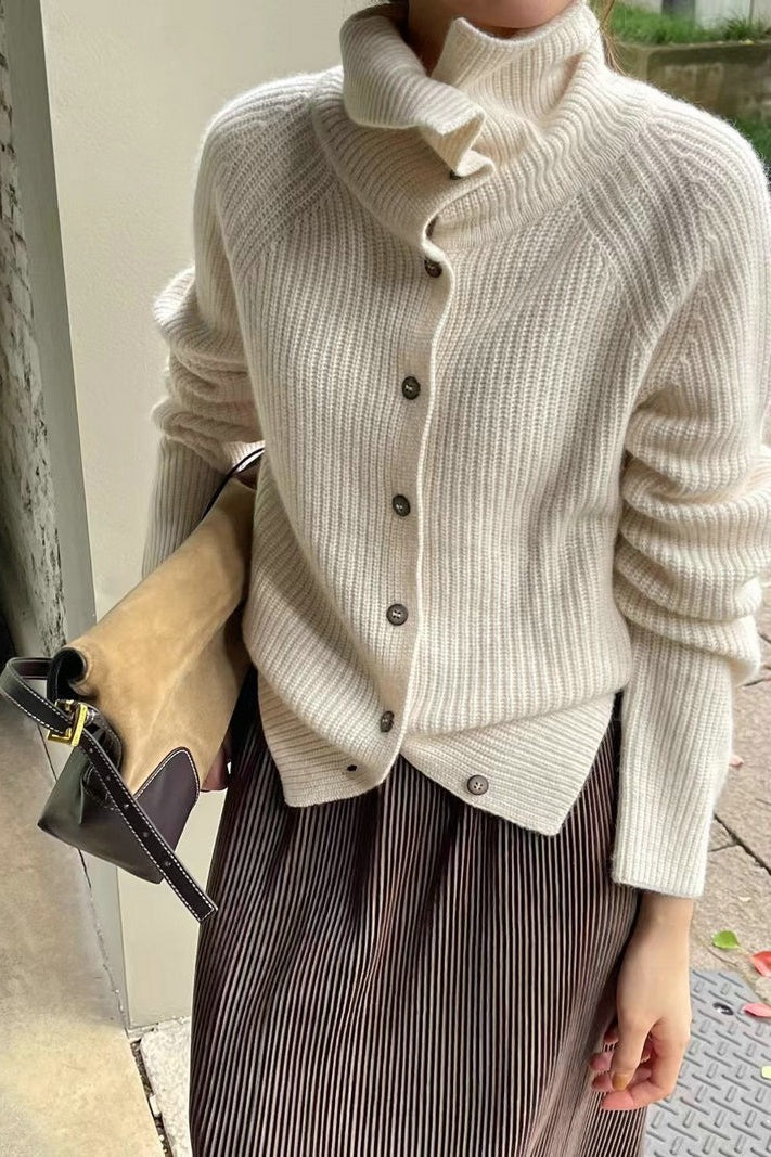 Fine Rib Single Breasted Cardigan