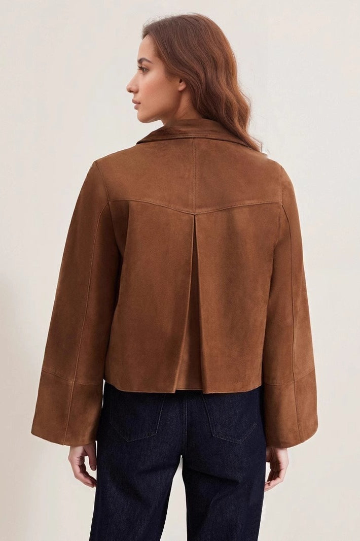 Mid-weight Suede Notch Collar Coat