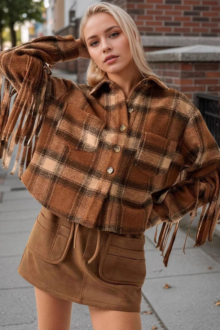 Vintage Wool Side Fringe Longline Coat