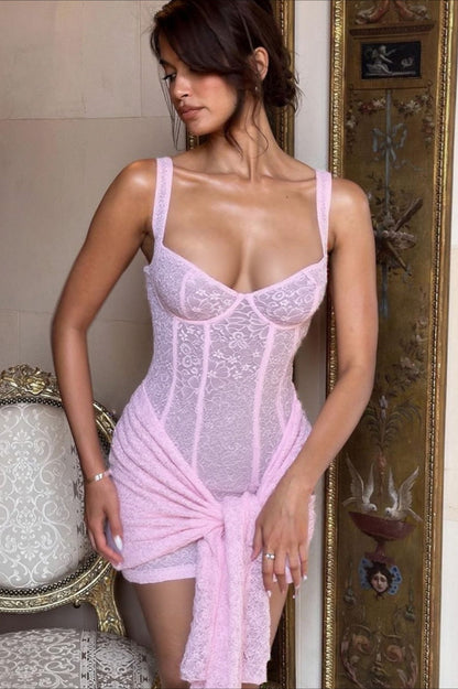 Corset Waist Tie Lace Dress