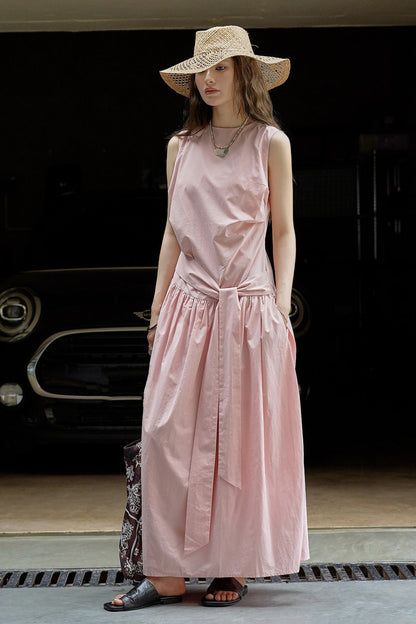 Pleated Tie Strap Lightweight Boho Dress