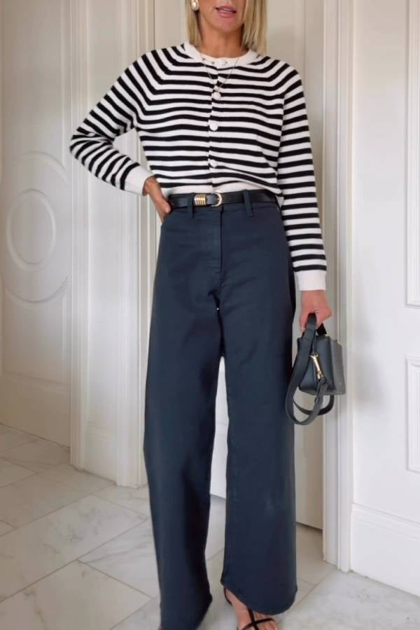 Women's High-Rise Sailor Wide Leg Ankle Jeans