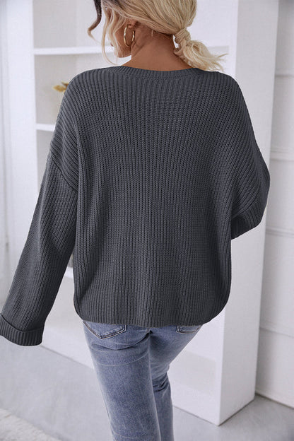 Pocket Oversized Knitted Pullover Sweater