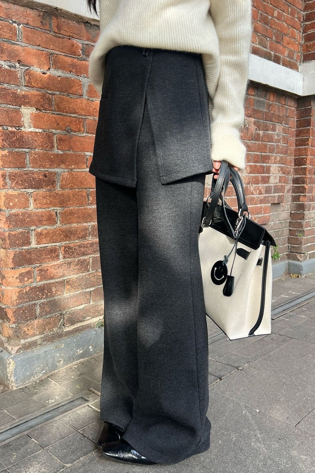 Layered Look Fleece Lined Ruffle Casual Pants