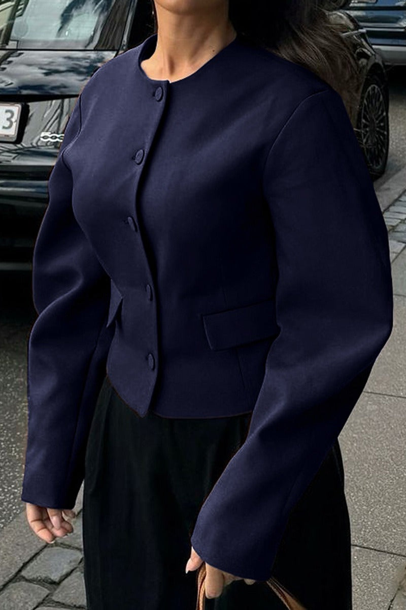 Resort Solid Color Long Sleeve Coat