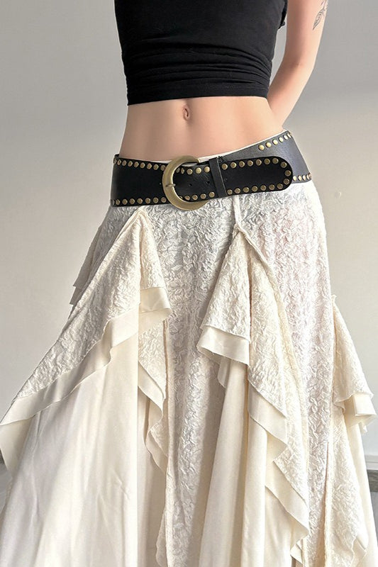 Vintage Asymmetrical Ruffle Boho Skirt