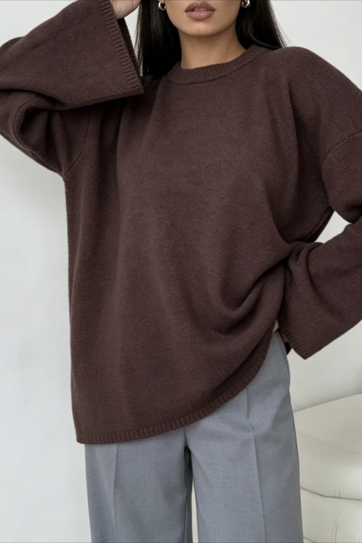 Minimalist Oversized Casual Knit Sweatshirt
