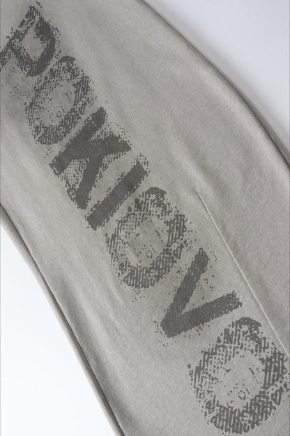 Letter Print Tie Wide Leg Casual Sweat Pants