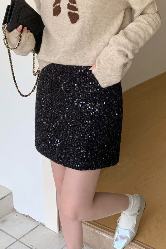 Sparkly Sequin High Waist Mini Skirt