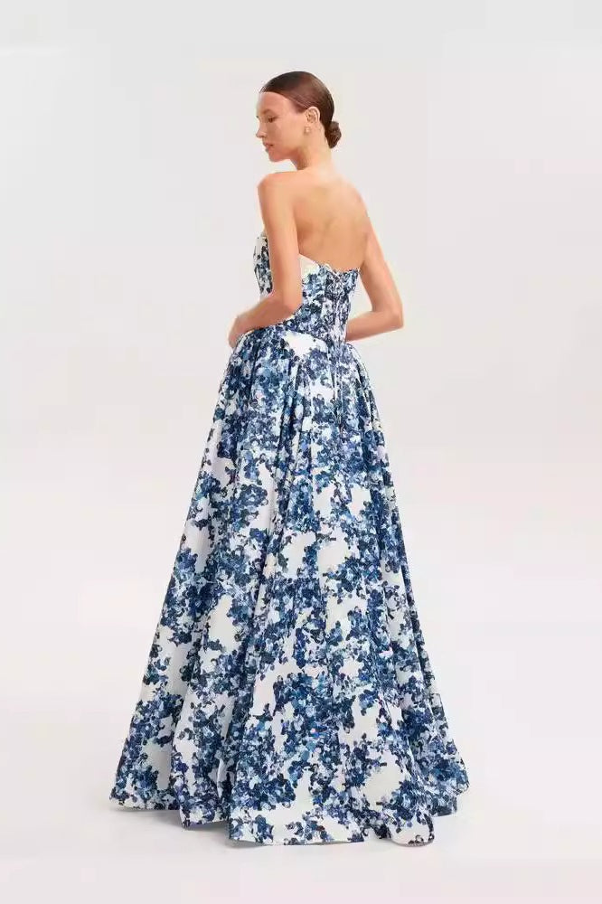 Structured Off Shoulder Maxi Prom Dress