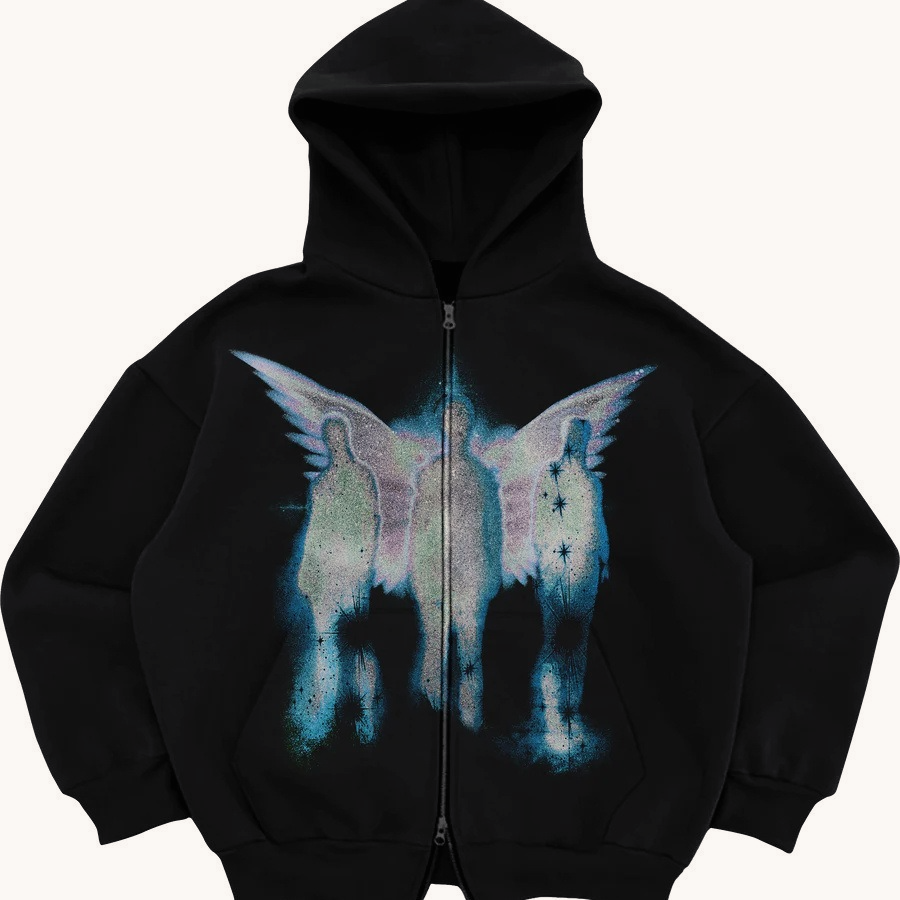 Y2K Street Zip Loose Pocket Sporty Hoodie