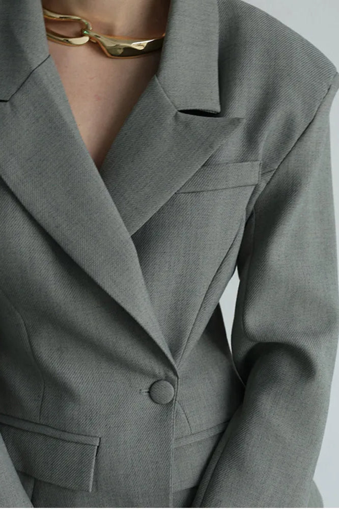 Single Button Lapel Blazer