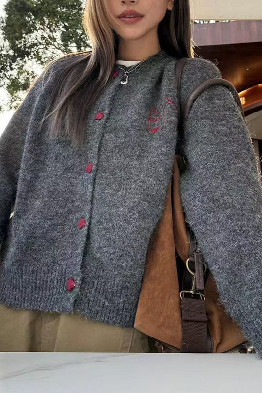 Vintage Loose Fit Round Neck Knit Sweater