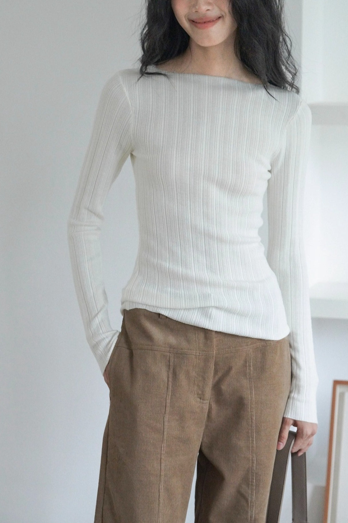 Lightweight Grey Fitted Knit Top