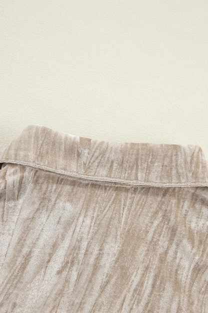 Golden Velvet Loose Fit Chest Pockets Buttoned Shirt