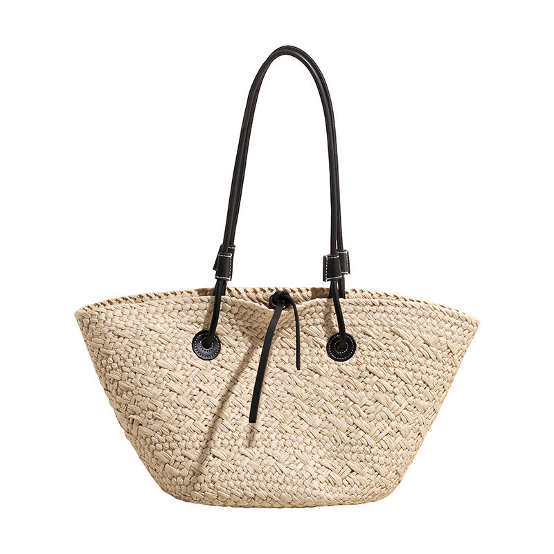 Gradient Woven Straw Tote Bag