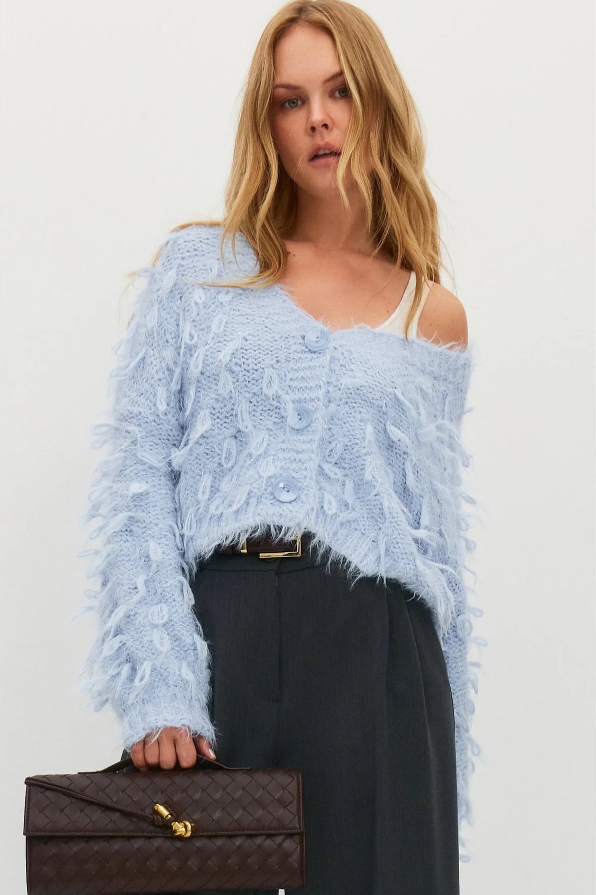 Slouchy V-Neck Tasseled Loose Solid Sweater