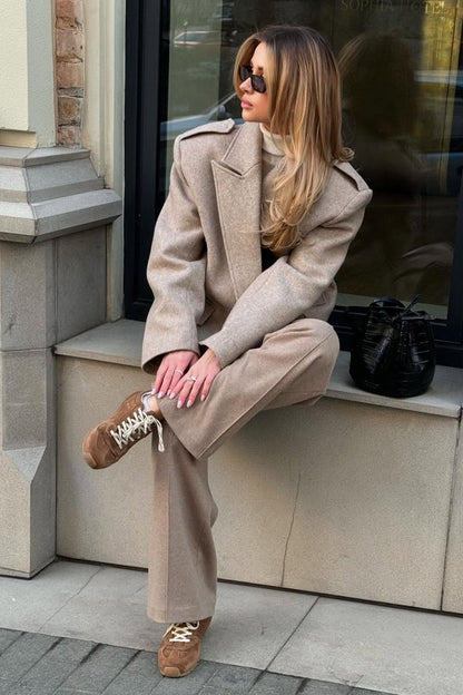 Structured Wool Notch Lapel Coat