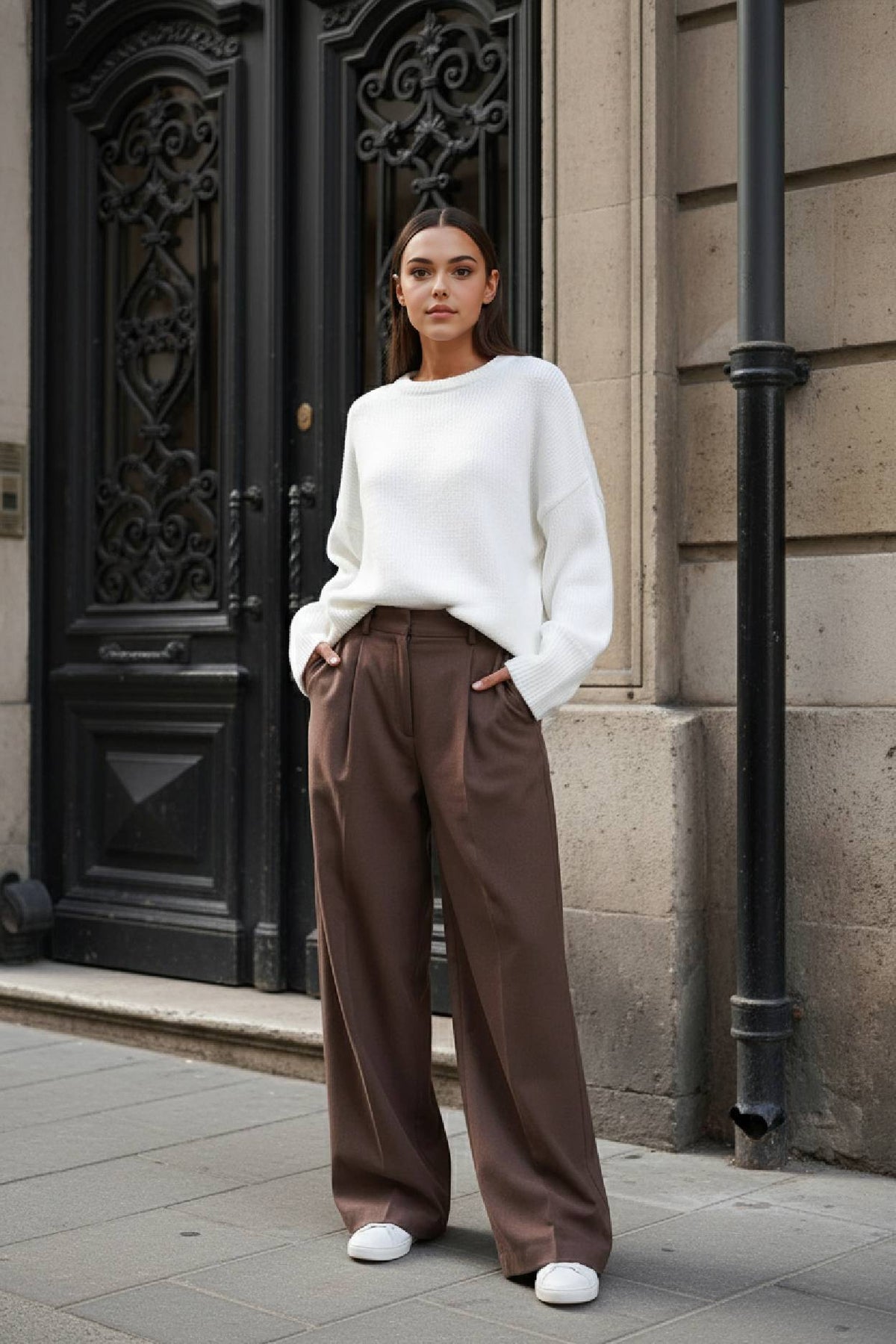 Solid Knit Crew Neck Sweater