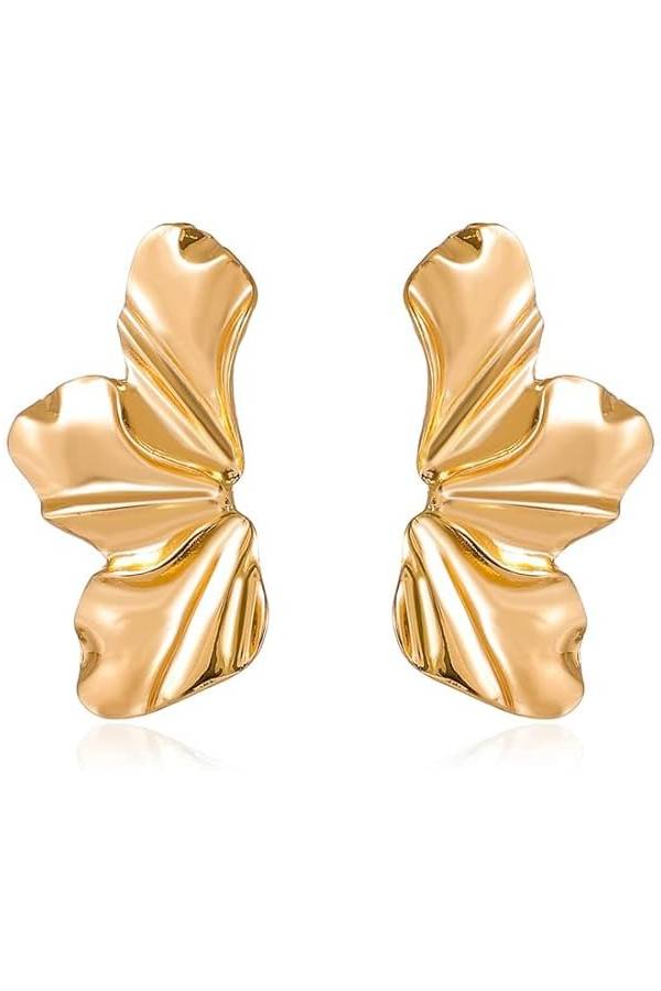 Gold Ruffled Butterfly Earrings