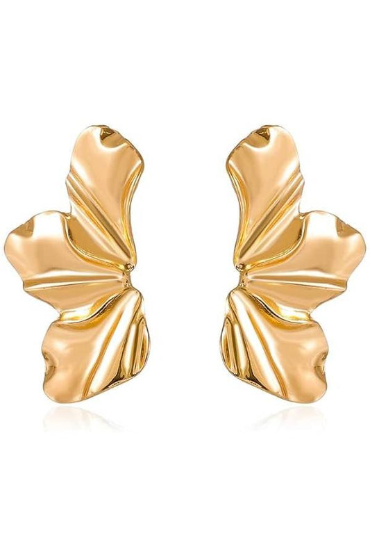 Gold Ruffled Butterfly Earrings