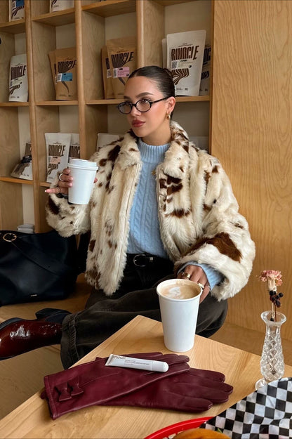 Faux Fur Leopard Pattern Coat