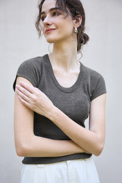 Textured Lyocell Linen Knit Top