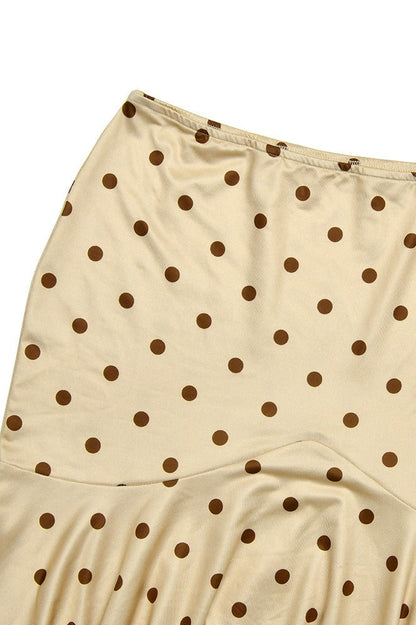 Polka Dot Crop Top High Waist Pencil Skirt Set