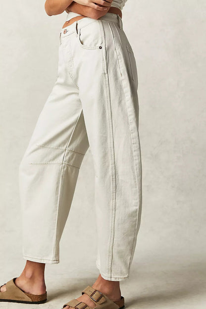 Mid Rise Washed Relaxed Wide Leg Jeans