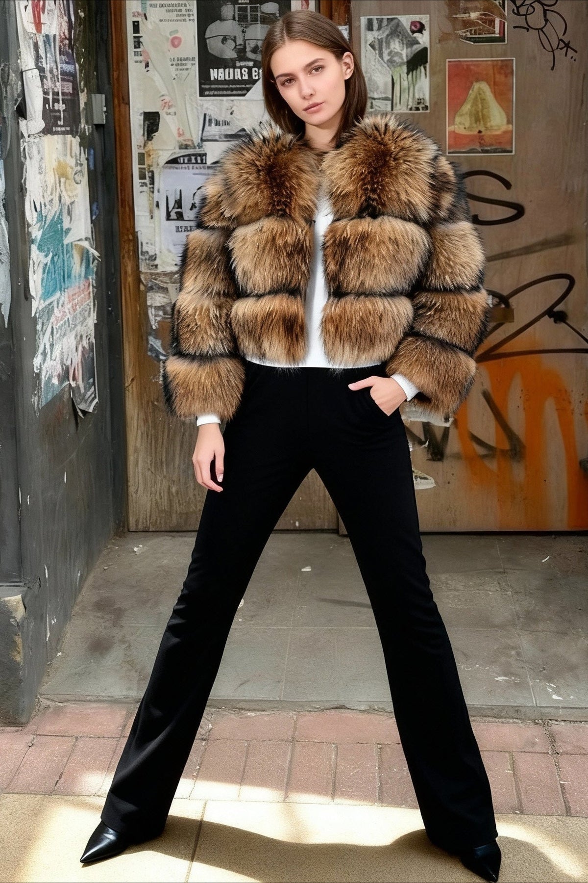 Raccoon Fur Thick Luxury Winter Coat