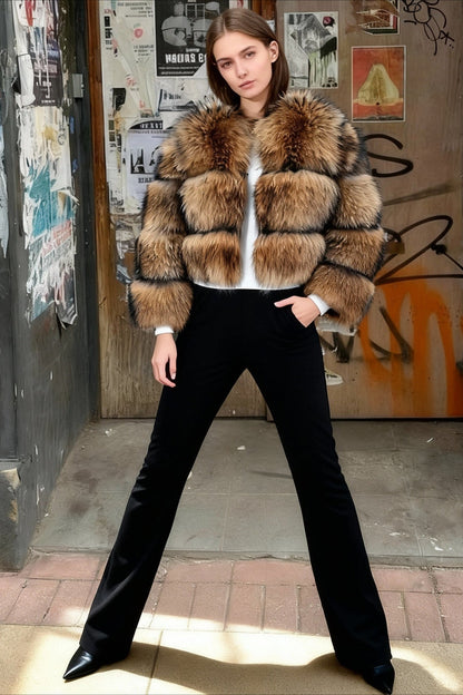Raccoon Fur Thick Luxury Winter Coat